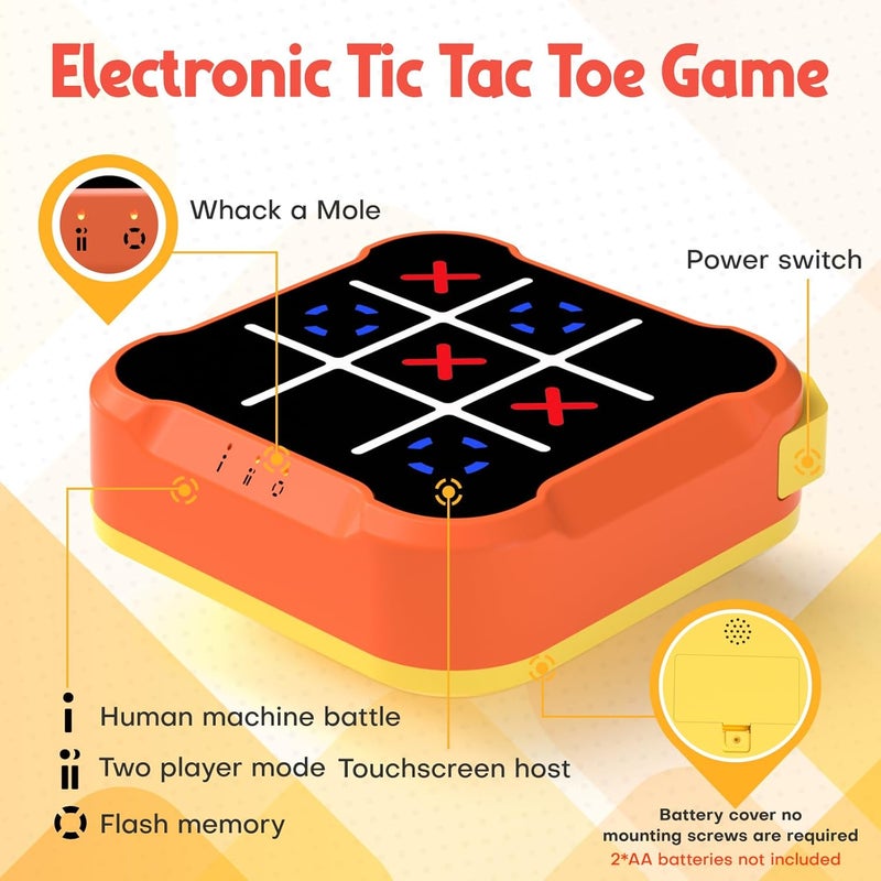 Bacare Tic Tac Toe Bolt Game, Handheld Electric Puzzle Game, Gift Ideal for Kids and Adults' Birthday, Electronic Board Games for Educational and Memory Growth, Portable Travel Games for Car Ride - Image 2